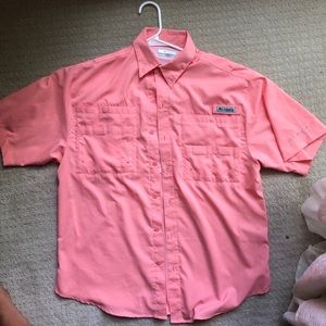 Columbia salmon color fishing shirt size S